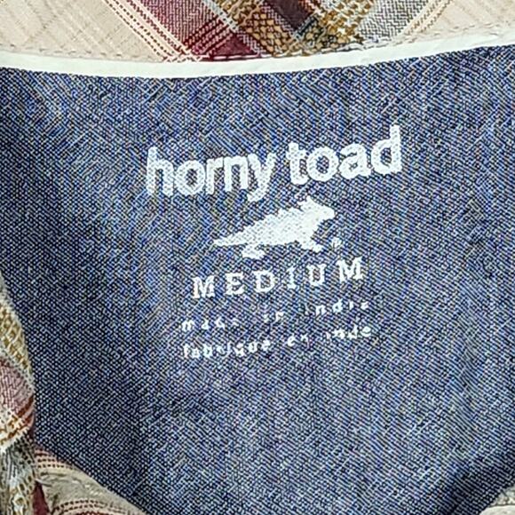 Horny Toad Men's Medium Long sleeve button up organic 100% cotton plaid shirt - Picture 3 of 9